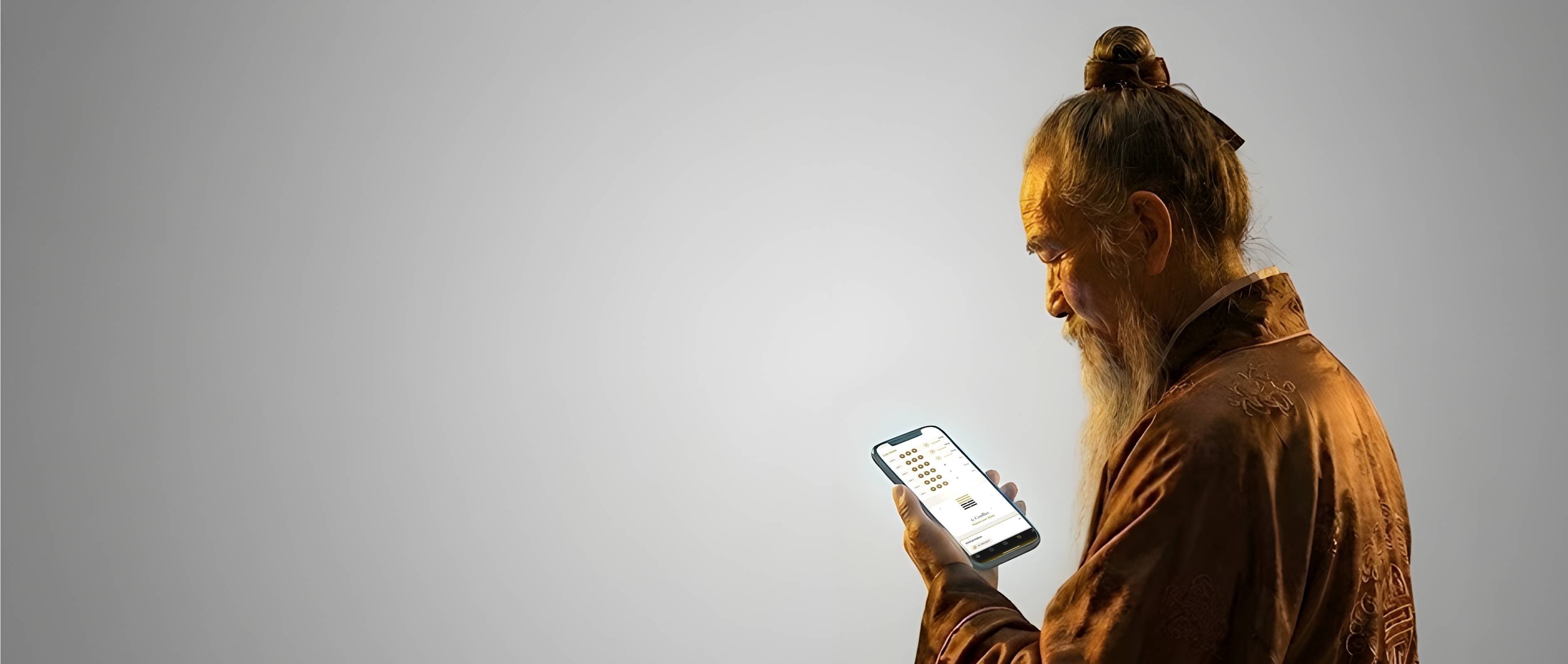 Ancient oracle consulting the I Ching (Desktop)